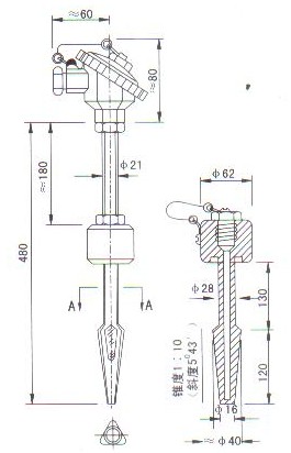 熱套式熱電偶（熱電阻）產品結構圖